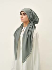 1 pieza Pañuelo musulmán de mujer de color liso, pañuelo de cabeza ligero y sencillo de moda, hiyab conservador para oración, transpirable