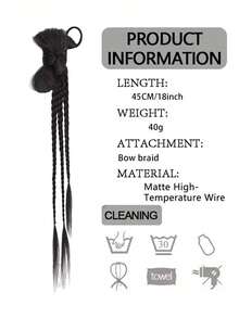 18 英寸合成接发辫子，Y2K 风格蝴蝶结马尾辫 - 彩色 - 查看 4