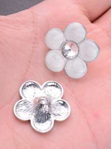 4pcs/Pack Elegant Floral Rhinestoned Metal High-End Buttons, Applicable For Shoes, Hats, Bags, Clothes, Headwear, Scarfs, Wedding Dresses, Bridal Bouquets, DIY Jewelry Handcraft Accessories