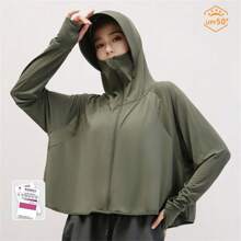 1 Set Sommer Eisseidenkapuzenschal Sonnenschutzkleidung, dünne Sonnenschutzjacke mit Sonnenhut