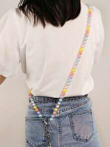 1 buc. Curea lungă pentru șnur pentru telefon cu margele de culoare macaron, suport pentru telefon, drăguț și la modă, cu distanțier pentru cadou