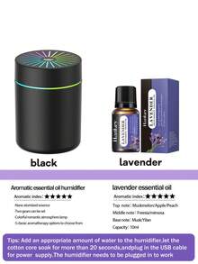 1pc Humidifier With 180ml Water Capacity, Colorful Gradient Light Design, Increases Air Humidity And Prevents Dryness, Adds Aromatherapy Essential Oils To Remove Indoor Unpleasant Smells To Keep The Air Fresh, Interval Spray Mode, Suitable For Bedroom Decoration, Car Diffuser, Auto Accessories, And Automotive Essentials, Use With Power Plugged In, Black - USB Air Humidifier - View 13