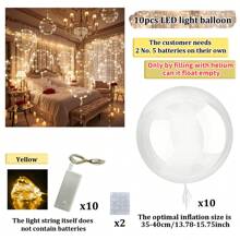 10/1 Luminous LED Transparent Wave Balloon Set (Inflated Size Approximately 35cm-40cm), With 3.0-Meter (Approximately 9.84ft) LED Light String (Excluding Internal Power) Suitable For Birthday Decoration, 2025 Graduation Decoration, Wedding Decoration, Mother's Day, Room Decoration, Shooting Props (Multi-Color Optional)
