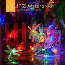 1pack 5M/16.4Ft 20LED Solar Powered Dragonfly Light Waterproof Hanging Decorative Lamp With 8 Lighting Mode For Indoor Outdoor Garden Wedding Party Birthday Patio Fence Tree Decoration