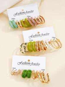 12/20/30 件套波西米亚仿珍珠树脂时尚多色耳环套装,适合日常、海滩、约会、派对、夏季礼物(可能会出现色差) - 款式1 - 查看 11