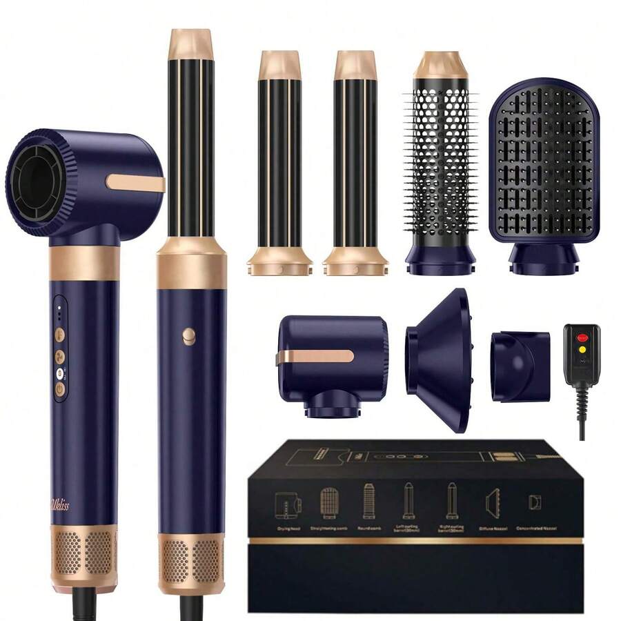 UKLISS Multifunctional Air Styling 7 In 1 Upgraded Hair Care Set, The King Of Cost-Effectiveness, Using 110,000 High-Speed Hair Dryer Brush (Black Technology To Prevent Frizz), Fluffy Barrel Comb, Curling Comb, Straightening Brush, Automatic Air Curling Iron, Blow-Drying Styling Hair Care All-In-One Machine, One Machine Is Equivalent To Seven Machines, No Need To Worry About Tediousness, Easily Create A Variety Of Styles, Valentine's Gift - 美規A型插(110-127V) - 查看 1
