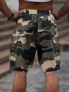5 shorts sueltos de camuflaje de verano para hombre, para uso casual y trabajo al aire libre - Caqui - Ver 2