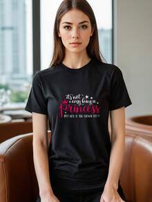 It's Not Easy Being A Princess, But Hey If The Crown Fits T-Shirt - Black - View 4