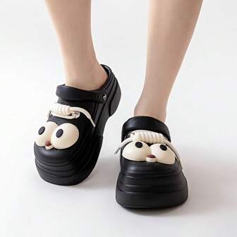 ASOFTER Sandalias de mujer con ojos grandes de dibujos animados y diseño hueco, sandalias de verano informales de moda para uso en exteriores/interiores, con suela gruesa antideslizante, adecuadas como regalo de Halloween o Navidad