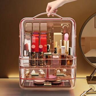 1pc Makeup Lipstick, Earring, Necklace Jewelry Storage Box, Luxurious Drawer Style Dust-Proof Organizer