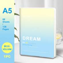 1 Book, B5/A5, 136 Pages, B5 Waterproof Soft Surface PP Glue Cover Notebook, Colorful Simple Diary, Notebook, Horizontal Line Diary, Notebook For Office, Home, School,School Supplies,Back To School