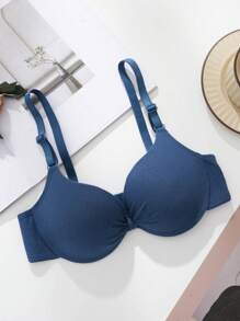 4pcs Women Seamless Full Coverage Push Up Breathable Smooth Sexy Padded Lingerie Bras, Multi-Color