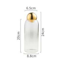 Botella de almacenamiento de vidrio, bote para té, café, azúcar, almacenamiento de alimentos, frasco con tapa de bola de oro y plata, organizador de almacenamiento para el hogar