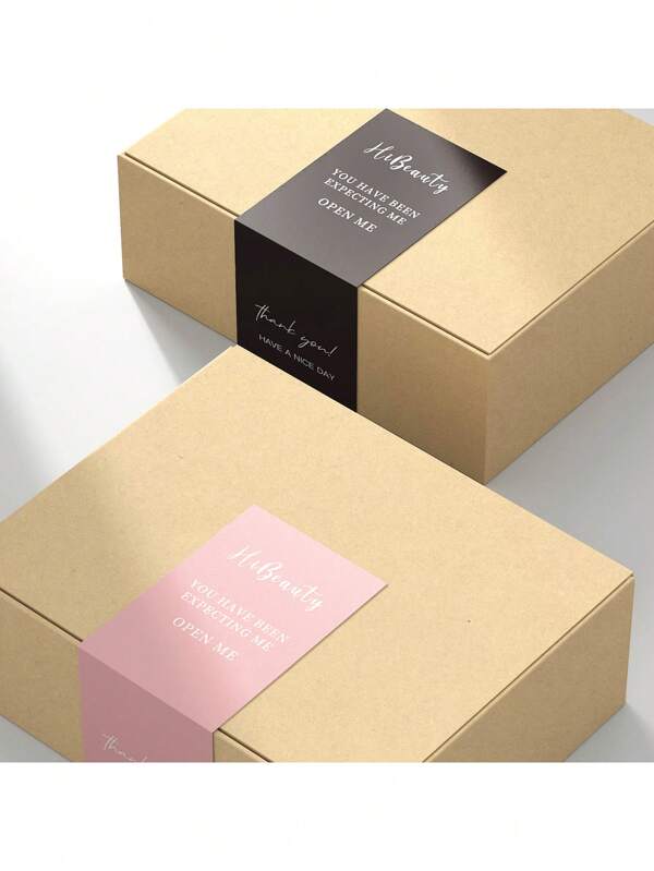 50pcs/Pack Rectangular English Label Stickers For Gift Box, Airplane Box Packaging, Long Sticker Strips, Adhesive Seal Decoration, Suitable For Gift Box, Cake Box, Gift Wrapping