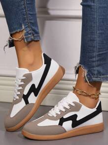 Women's Spring/Fall Casual Sneakers, Retro Style Thick Sole Lace-Up Platform Shoes