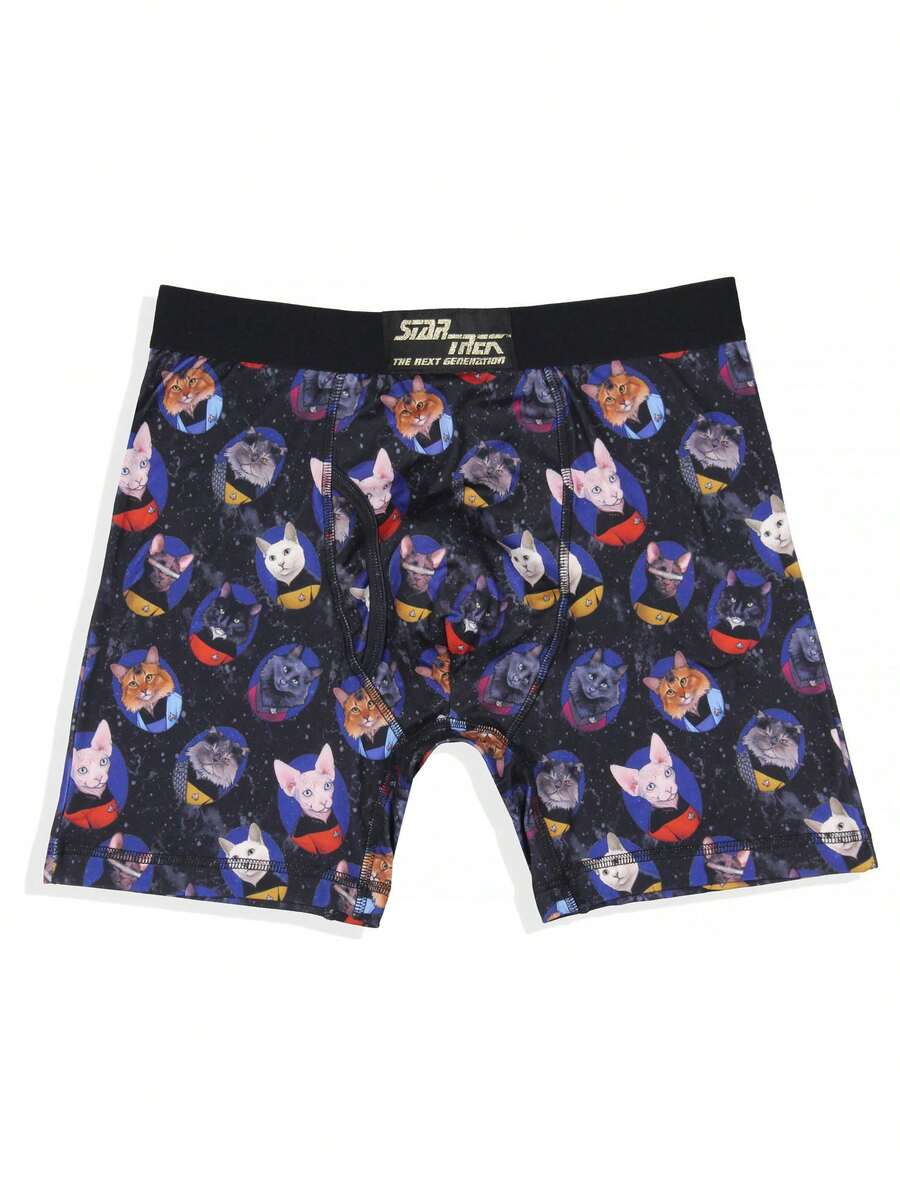 Star Trek Men's The Next Generation Cat Characters Boxer Briefs Underwear - Black - View 1