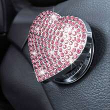 1 Stück Bling Druckstart-Knopf Abdeckung mit Strass, Herz-Druckstart-Knopf Abdeckung für Auto Dekoration, Diamant Motor-Startknopf Abdeckung Auto Innen Zubehör für Frauen & Mädchen