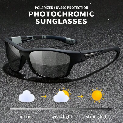 Óculos de sol da moda fotocromáticos polarizados, vintage, para esportes, para homens e mulheres, com estampa xadrez, para uso externo, óculos de sol da moda unissex, marca de luxo, designer de moda