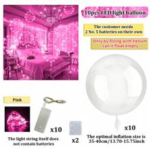 10/1 Luminous LED Transparent Wave Balloon Set (Inflated Size Approximately 35cm-40cm), With 3.0-Meter (Approximately 9.84ft) LED Light String (Excluding Internal Power) Suitable For Birthday Decoration, 2025 Graduation Decoration, Wedding Decoration, Mother's Day, Room Decoration, Shooting Props (Multi-Color Optional)