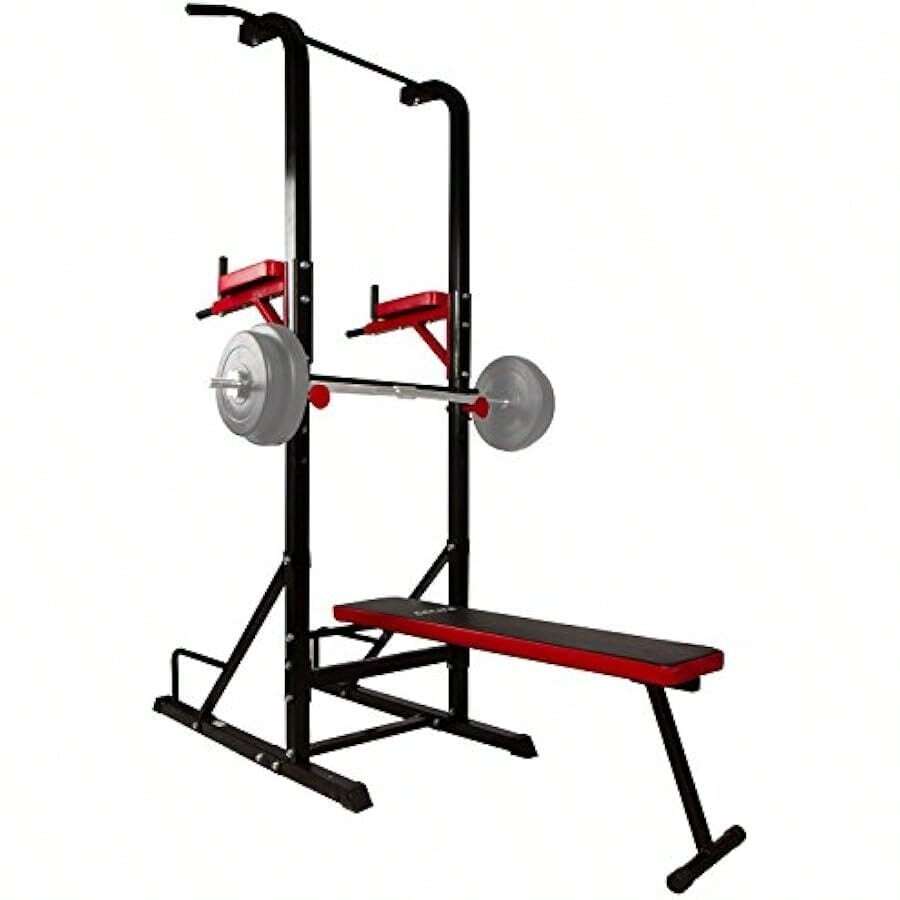 CCLIFE Power Tower Dip Station Klimmzugstange für Krafttrainingsgeräte für das Heim-Fitnstudio - klimmzugstation+Hantelbank1 - Übersicht 1
