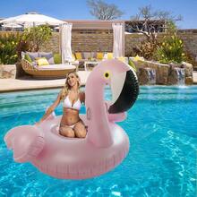 1 pieza Flotador inflable con diseño de flamenco rosa de PVC para piscina/playa - Rosa - Ver 2