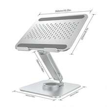 Adjustable Laptop Stand With 360 Rotating Base, Ergonomic Laptop Riser For Collaborative Work, Dual Rotary Shaft Fully Foldable For Easy Storage, Fits All Laptops Up To 16 Inches Silver - Silver - View 3