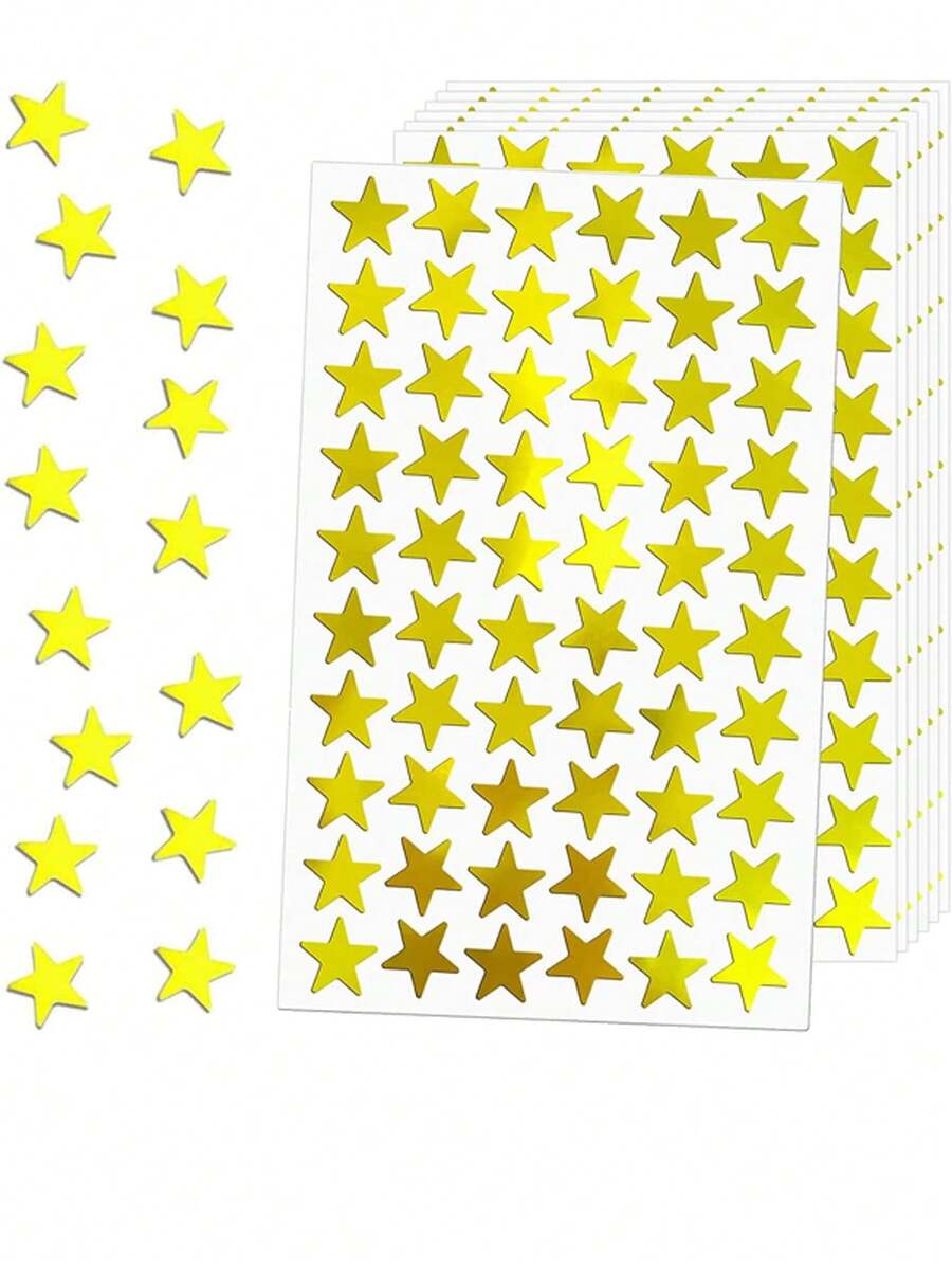300pcs Colorful Holographic Star Stickers, Children Personalized Decoration Stickers, Teachers Reward Kids Pentagram, Kindergarten Decor, Children Photo Props, Removable Sticker
