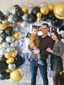 60pcs 60 Black Gold Balloons, Black Gold Silver Helium Balloons, Metal Gold Silver Latex Balloons, 12 Inch Black Party Balloon Decoration, Suitable For Birthday, Graduation Ceremony Wedding Decoration. Summer Gifts Beach Back To School School Supplies Room Decor
