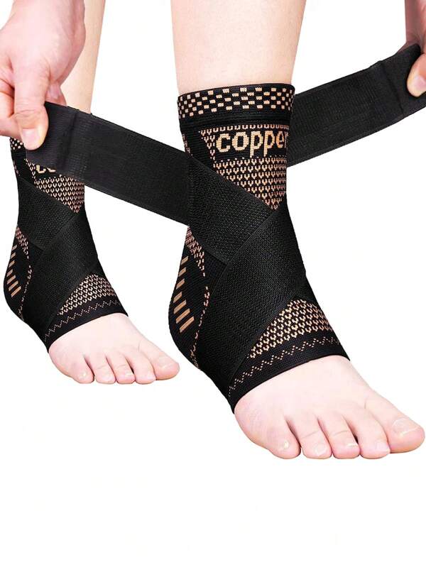1 pieza Tobillera de soporte de compresión con iones de cobre, apta para hombres y mujeres, para fitness, correr, saltar, elástica y transpirable, accesorio para gimnasio