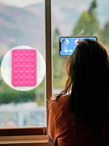 1 pièce Support de téléphone en silicone avec ventouse - support adhésif pour smartphone sans les mains, pour mur et verre