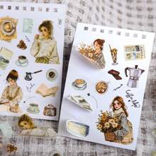 18 fogli di quaderni a spirale con materiale doppio, blocco note con adesivi vintage ritagliati a tema della vita, forniture scolastiche, ritorno a scuola