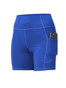 5pcs/Set Plus Size Women's High Waist Elastic Waisted Skinny Shorts, Compression, Pocketed Yoga Running Workout Shorts, Spring/Summer