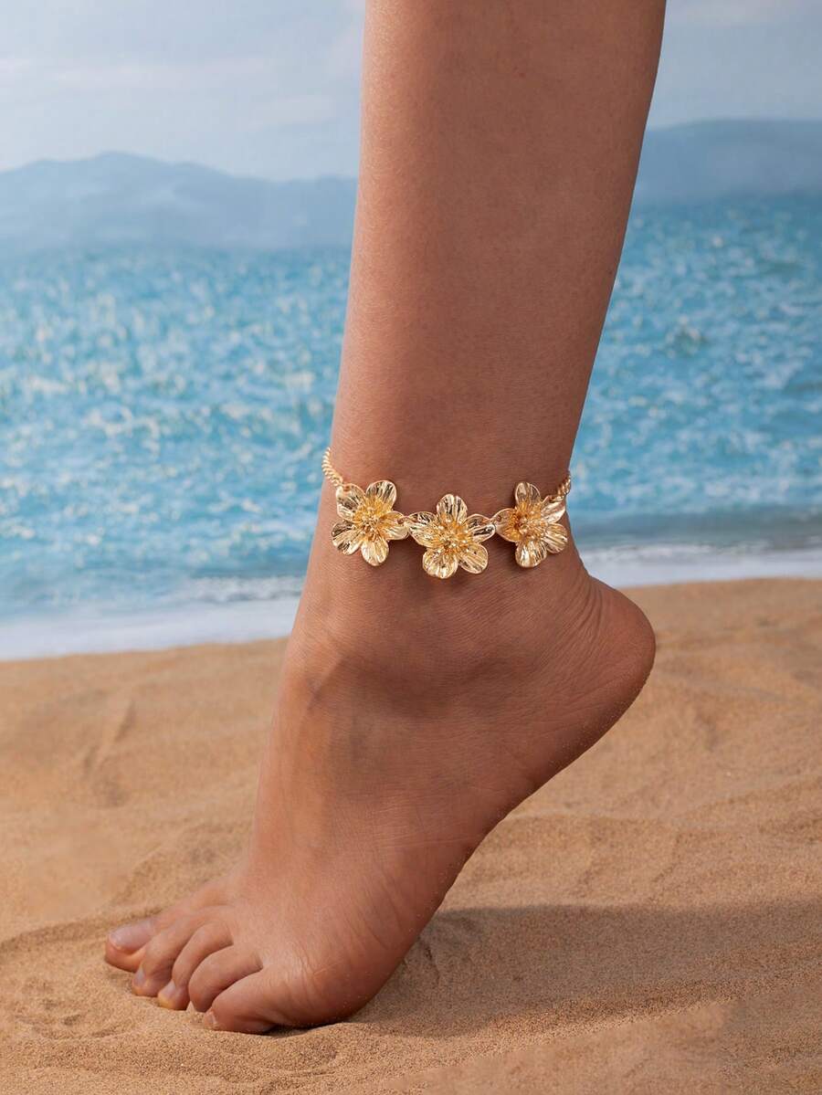 1 Stück weißer Blumen Deko verstellbarer, süßer und luxuriöser Damen Fußkettchen mit Sommerfische und hochwertigem Design. Perfekt für den täglichen Gebrauch, Strandurlaub, Partys und als Geschenk für Familie und Freunde. Valentinstag