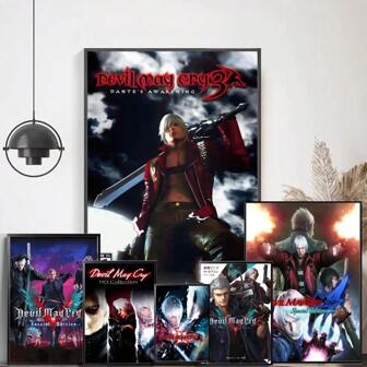 1pc Wall Arts Posters Frameless Pop D-DevilS May Cry-S Classic Vintage Poster Collection Decorative Painting Wall Art White Room Decoration Optional Frame