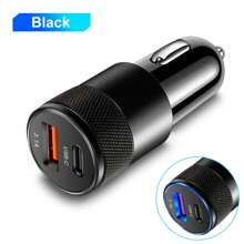 XJDR 1pc 3.1A Dual Port USB Car Charger With USB-A And USB-C Ports, Aluminum Alloy Metal Fast Charging Adapter
