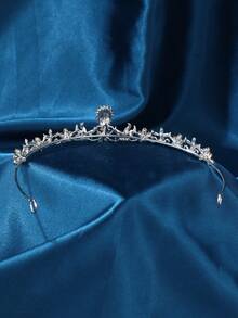 Damen Silberkrone, Prinzessinnenkrone für Mädchen, Kristall Retro Haaraccessoires, geeignet für Hochzeiten, Geburtstage, Bälle, Schönheitswettbewerbe, Quinceañera-Feiern und andere Anlässe - Silber - Übersicht 3
