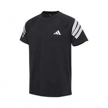Adidas 2025 Men's GYM+ 3S T-Shirt Knitted Collarless Short TJW9729 - Black - View 1