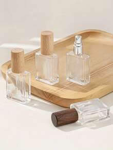 Zestaw 2 buteleczek podróżnych na perfumy z możliwością ponownego napełnienia (5 ml/10 ml/15 ml) - miniaturowe szklane butelki z drewnianą zatyczką, bez PVC i bezzapachowe, przenośny zestaw prezentowy dla kobiet, przyjaciółek, najlepszych przyjaciółek (zawiera narzędzia do napełniania)