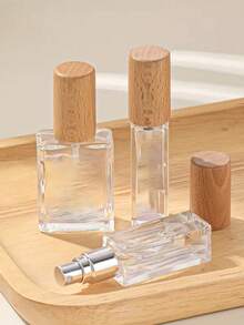 Zestaw 2 buteleczek podróżnych na perfumy z możliwością ponownego napełnienia (5 ml/10 ml/15 ml) - miniaturowe szklane butelki z drewnianą zatyczką, bez PVC i bezzapachowe, przenośny zestaw prezentowy dla kobiet, przyjaciółek, najlepszych przyjaciółek (zawiera narzędzia do napełniania)