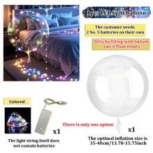 10/1 Luminous LED Transparent Wave Balloon Set (Inflated Size Approximately 35cm-40cm), With 3.0-Meter (Approximately 9.84ft) LED Light String (Excluding Internal Power) Suitable For Birthday Decoration, 2025 Graduation Decoration, Wedding Decoration, Mother's Day, Room Decoration, Shooting Props (Multi-Color Optional)