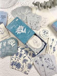 1 盒 30 张复古花卉纹理压花便签贴纸，用于制作卡片、DIY 日记本、剪贴簿、相册、杂志装饰、学校用品、返校