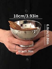 1 件 Ins 风格不锈钢 304 甜点/冰淇淋碗、高脚杯、美食博主摄影道具、学校用品 - 銀色 - 查看 16