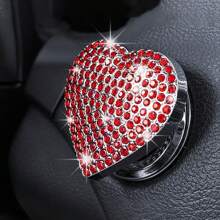 1 Stück Bling Druckstart-Knopf Abdeckung mit Strass, Herz-Druckstart-Knopf Abdeckung für Auto Dekoration, Diamant Motor-Startknopf Abdeckung Auto Innen Zubehör für Frauen & Mädchen