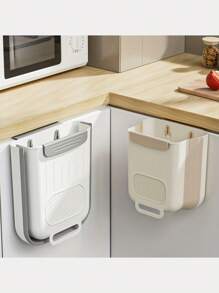 Cubo de basura plegable de plástico para cocina, cubo de basura para dormitorio, se puede colgar en la puerta del gabinete, caja de almacenamiento y clasificación de basura montada en la pared, cubo de basura de plástico que ahorra espacio, almacenamiento y organización convenientes, adecuado para espacios pequeños, diseño de cocina moderno, cubo de basura de cocina