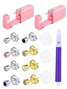 7PCS Disposable Painless Ear Piercing Kits No Pain Puncture Tools Stud Gun With Piercing Healing Silicone Discs Earring Piercer Tool Body Jewelry Accessories