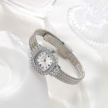 新款时尚女士金手镯腕表，复古奢华简约优雅轻巧百搭石英表，女士佳礼 - 銀色 - 查看 13