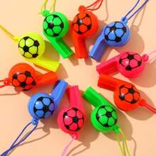 10 piezas de silbatos de plástico de colores pequeños, silbatos para hacer ruido en fiestas con cordón de color, silbato de árbitro de fútbol, accesorios para fiesta de carnaval