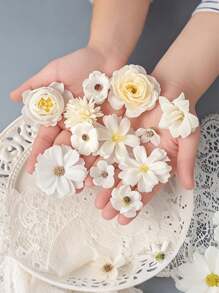 20 piezas - Combinado de flores artificiales de estilo floral púrpura, flores de seda dalias y rosas con tallos para manualidades de boda nupcial, baby shower, arreglos florales, centros de mesa, decoración del hogar