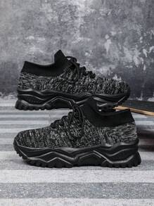 Casual Slip-On Unisex Shoes For Spring & Summer, Wide Fit, Non-Slip Cushioned Lightweight Breathable Design, Black Mixed With Gray, Suitable For Travel, Mother's Day Gifts, Outdoor Gatherings, Convenient & Durable, Easy To Wear, Plus Size Women's Sports Shoes