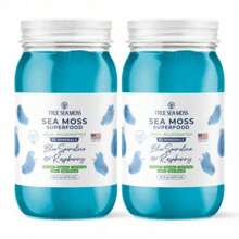 TrueSeaMoss Wildcrafted Sea Moss Gel – Blue Spirulina And Raspberry - Nutritious Organic Raw Seamoss Minerals, Proteins & Vitamins – Vegan Made In USA-CWTI